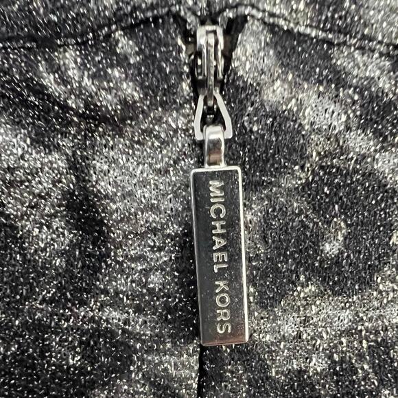 Michael Kors Black Silver Floral 3/4 Sleeve Mini Shift Dress Sz M NWT Holiday - Picture 5 of 9